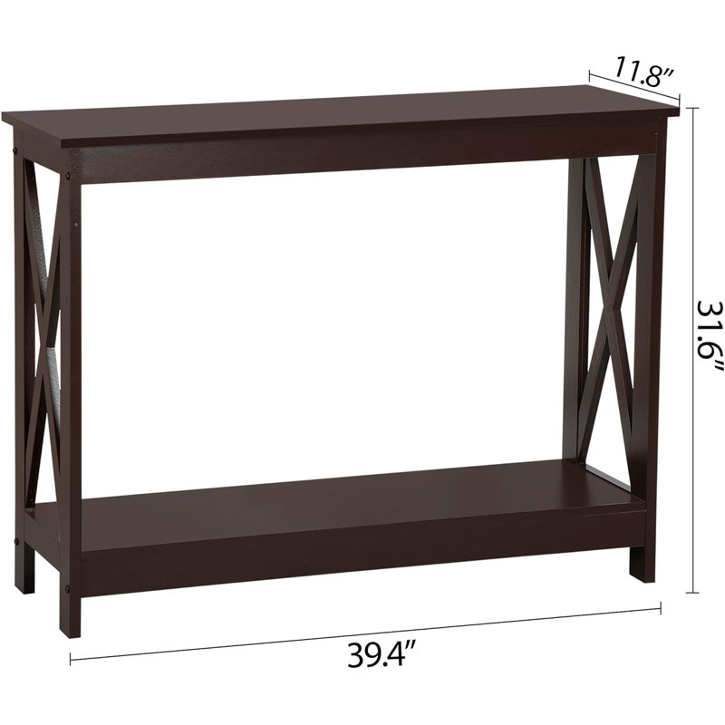 Gracie Oaks Espresso 2-Tier Narrow Console Sofa Side Table | Wayfair